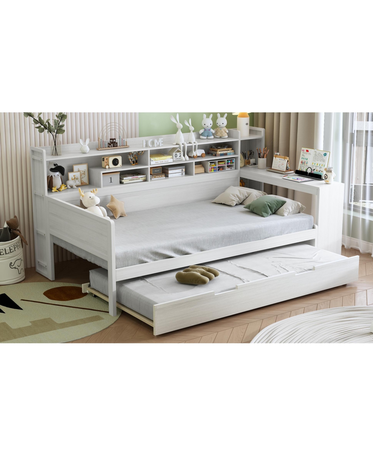 Streamdale FurnitureMultifunctional Wooden Twin Daybed with Storage, Trundle, and Desk