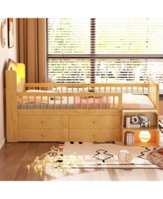  House Loft Bed with LED Lights and Storage