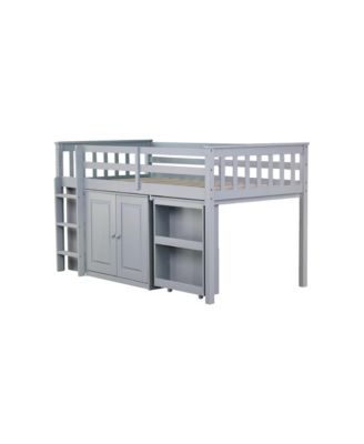 Twin Loft Bed with Storage, Desk, and Safety Features