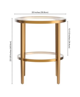 Hera 20" Wide Round Side Table with Glass Shelf