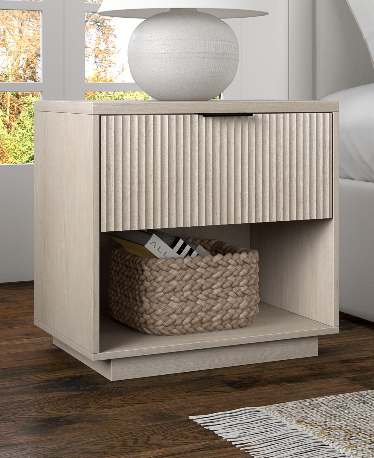 Hudson & Canal Karten 24" Wide Rectangular Fluted Nightstand