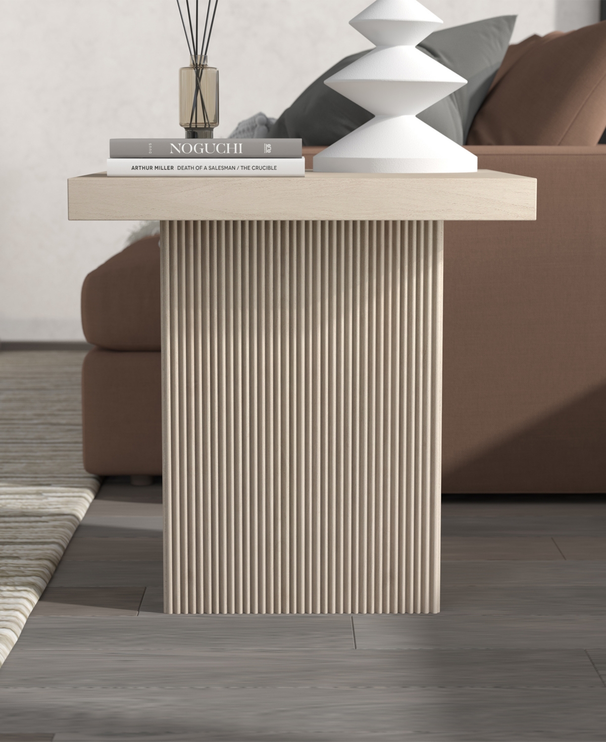 Hudson & Canal Torren 22" Wide Square Fluted Side Table