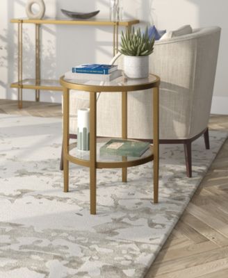 Hera 20" Wide Round Side Table with Glass Shelf