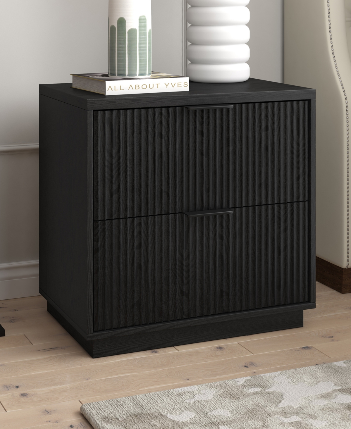 Hudson & Canal Yarden 24" Wide Rectangular Fluted Nightstand