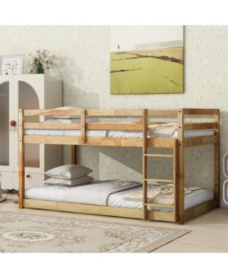 Streamdale Twin over Twin Loft Bed with Ladder, Solid Wood Platform