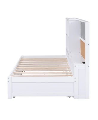 Streamdale Twin Size Daybed with Storage Shelves, Blackboard, Cork board, USB Ports and Twin Size Trundle
