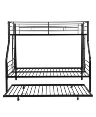 Twin Over Full with trundle Metal Bunk Bed, No Box Spring Needed, Easy Assemble