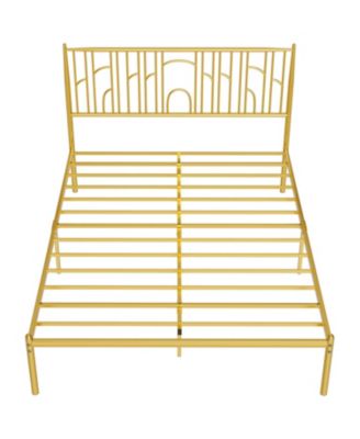 Metal Steel Platform Bed Frame with Iron-art Headboard (Queen Size)