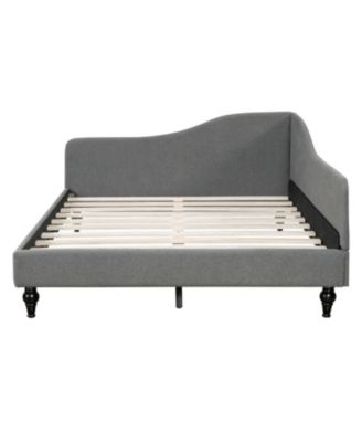 Full Size L-Shaped Linen Daybed, with Solid Wood Legs