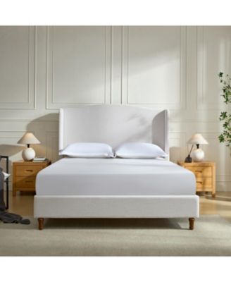 Hannah Queen Wingback Bed, Ivory Textured Chenille, Tall 54" Headboard, No Box Spring Required