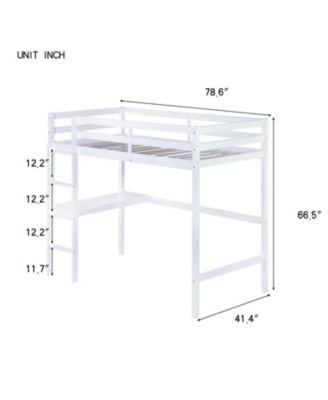 Streamdale Twin High Loft Bed, Rubber Wood Loft Bed with Safety Guardrail, built-in desk, ladder