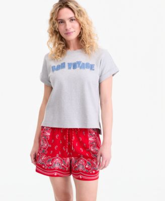 Women's Bon Voyage Denim Appliqu&eacute; Cuffed T-Shirt
