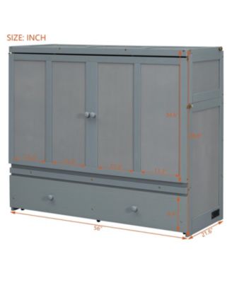  Full Size Murphy Bed with USB Port and a Large Drawer