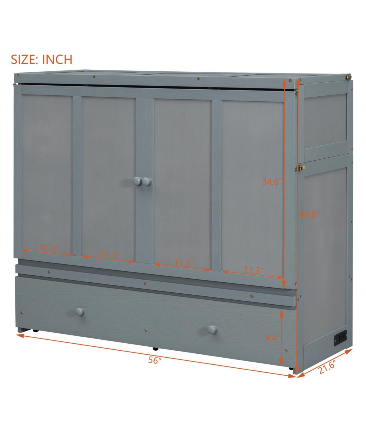 Streamdale Furniture Full Murphy Bed with Usb Port and a Large Drawer