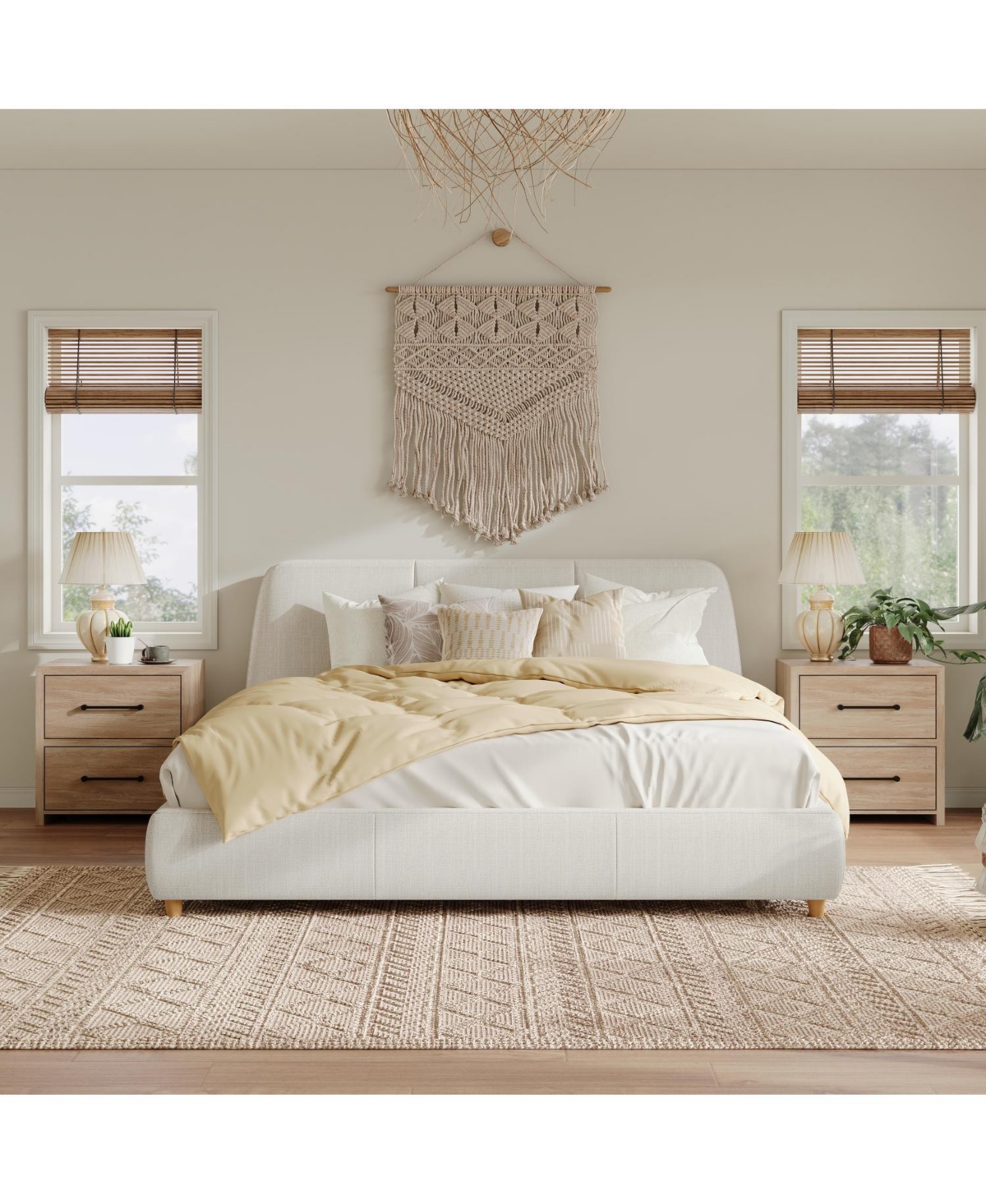 Streamdale Furniture White Upholstered Bed Frame