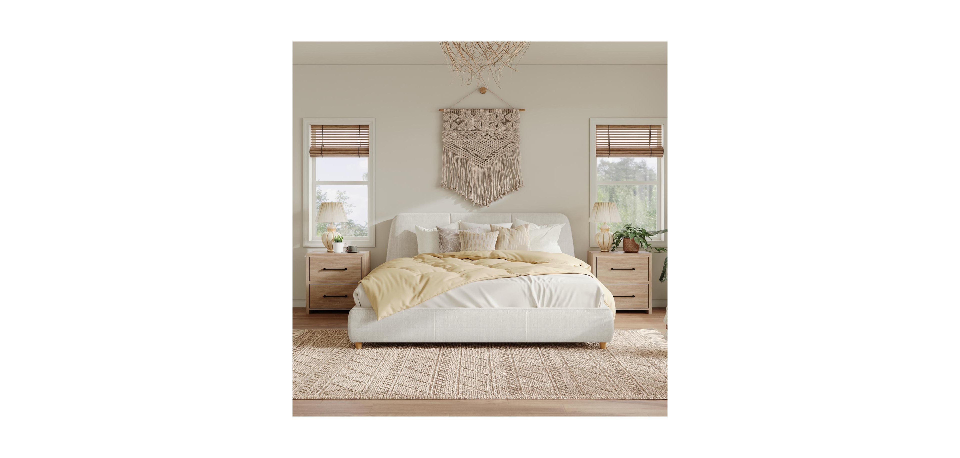 Streamdale Furniture White Upholstered Bed Frame