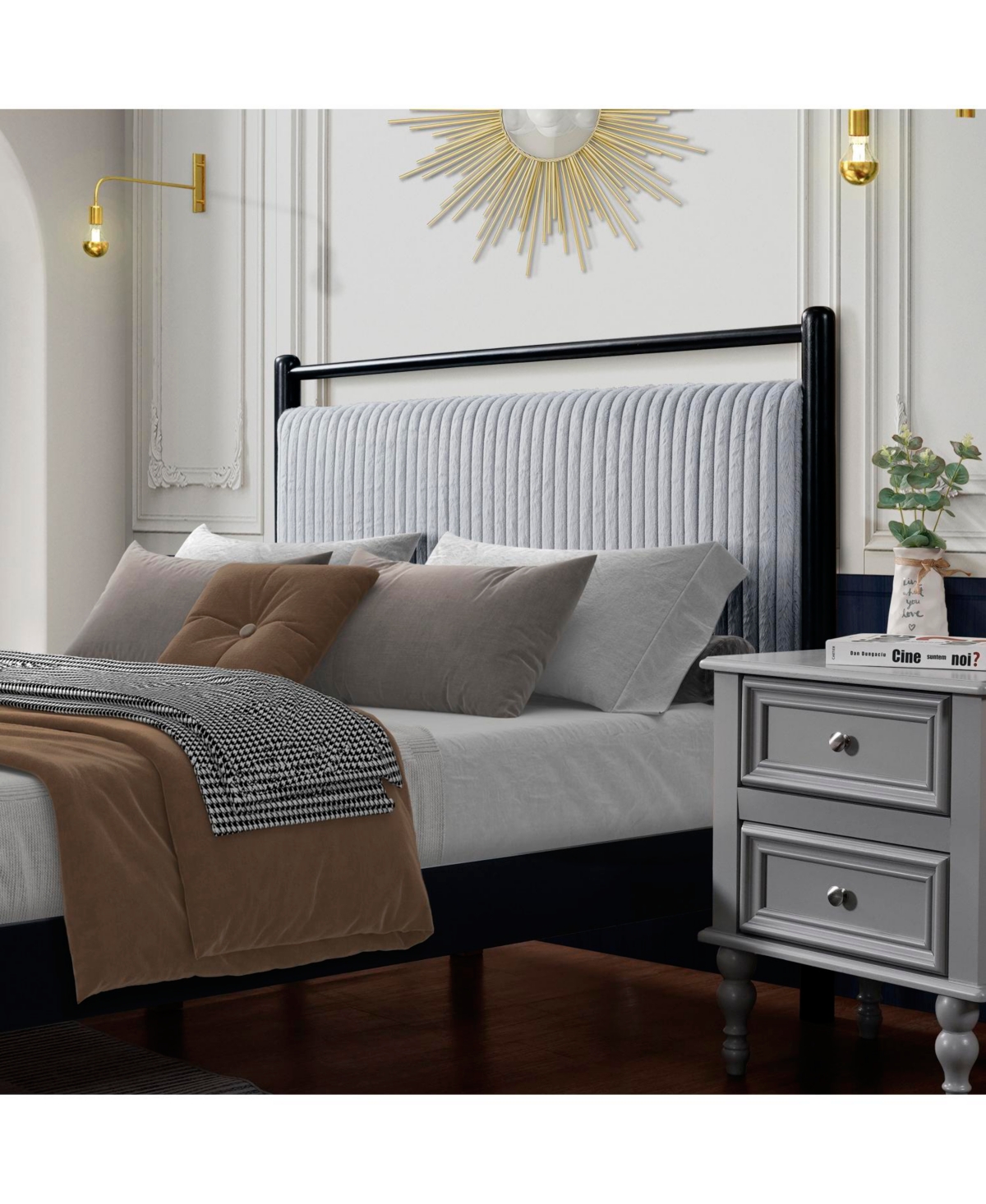 Streamdale Furniture Wood Bed Frame with Headboard Frame