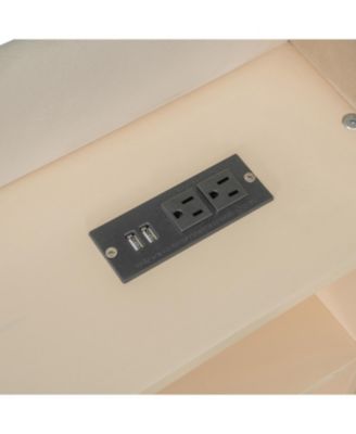 Twin Size Upholstered Daybed with Trundle Storage Shelves USB & Outlet