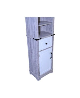 Farmhouse Bathroom Storage Cabinet - Grey & White