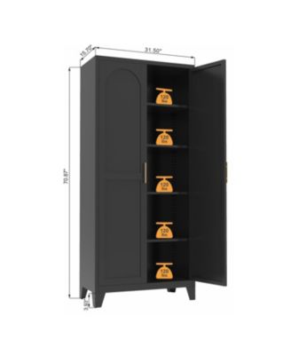 71" Metal Storage Cabinet with Doors & Adjustable Shelves (Black)