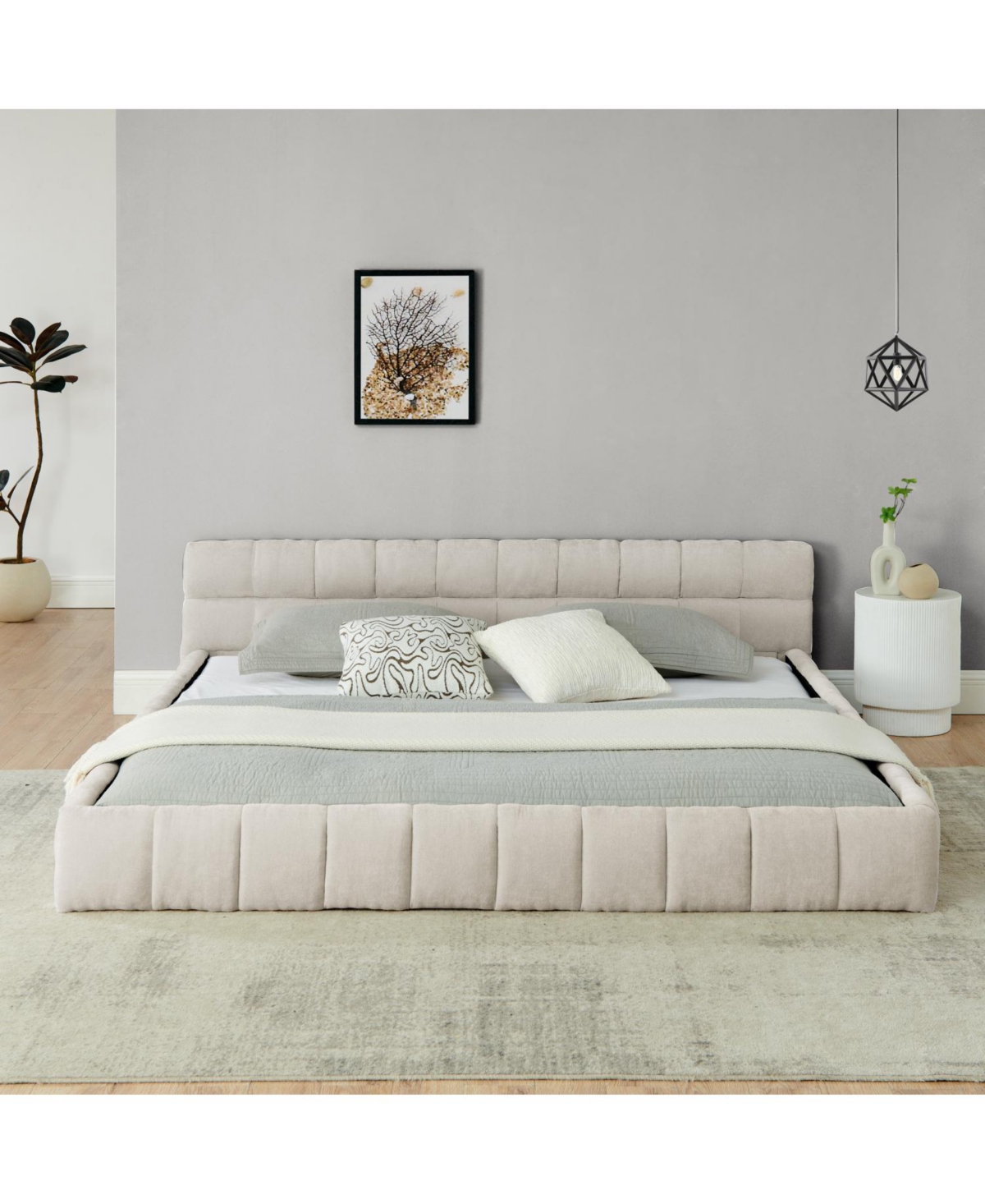 Streamdale Furniture King Upholstered Platform Bed Frame