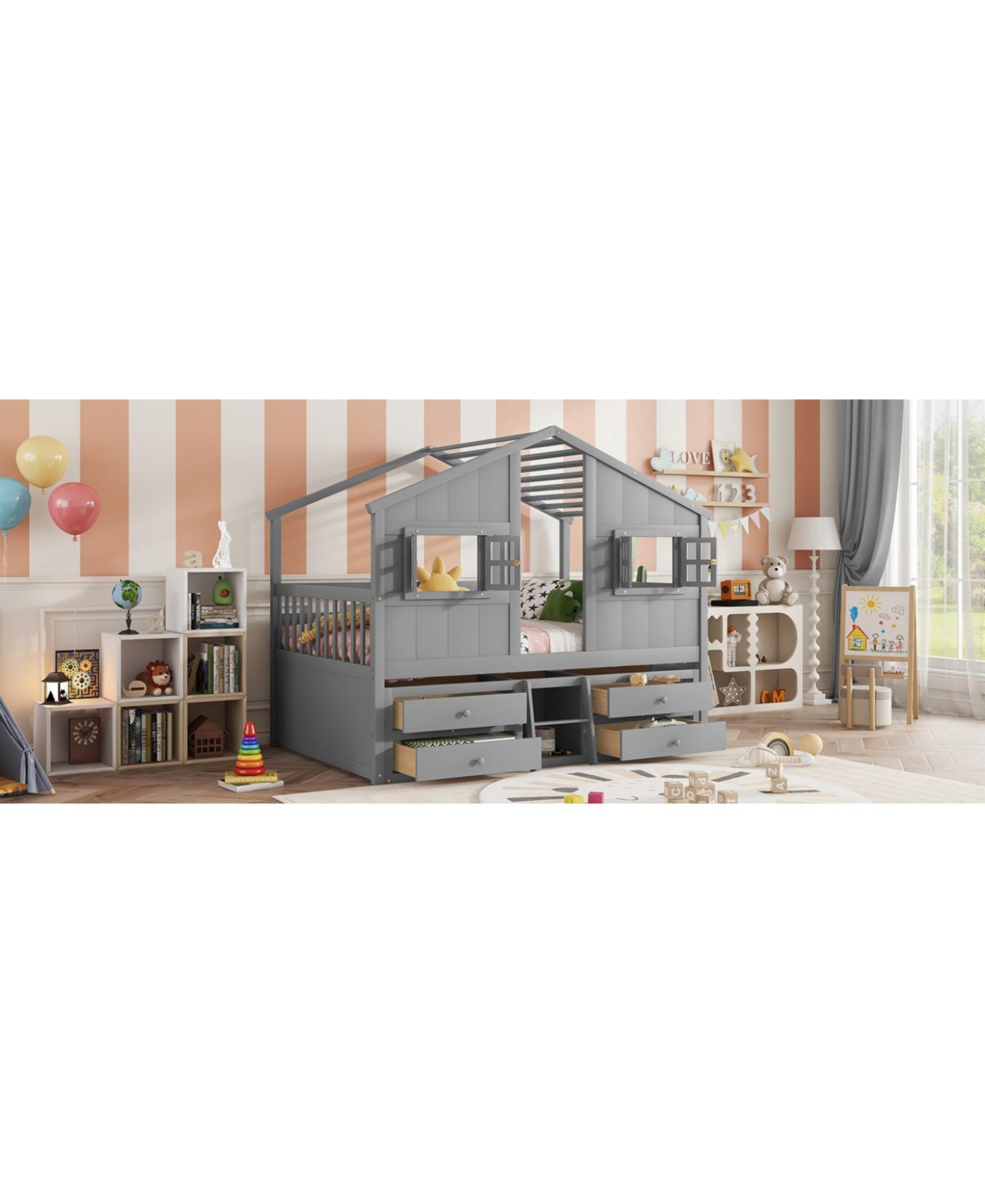 Streamdale Furniture Loft Bed with Roof Windows & Storage