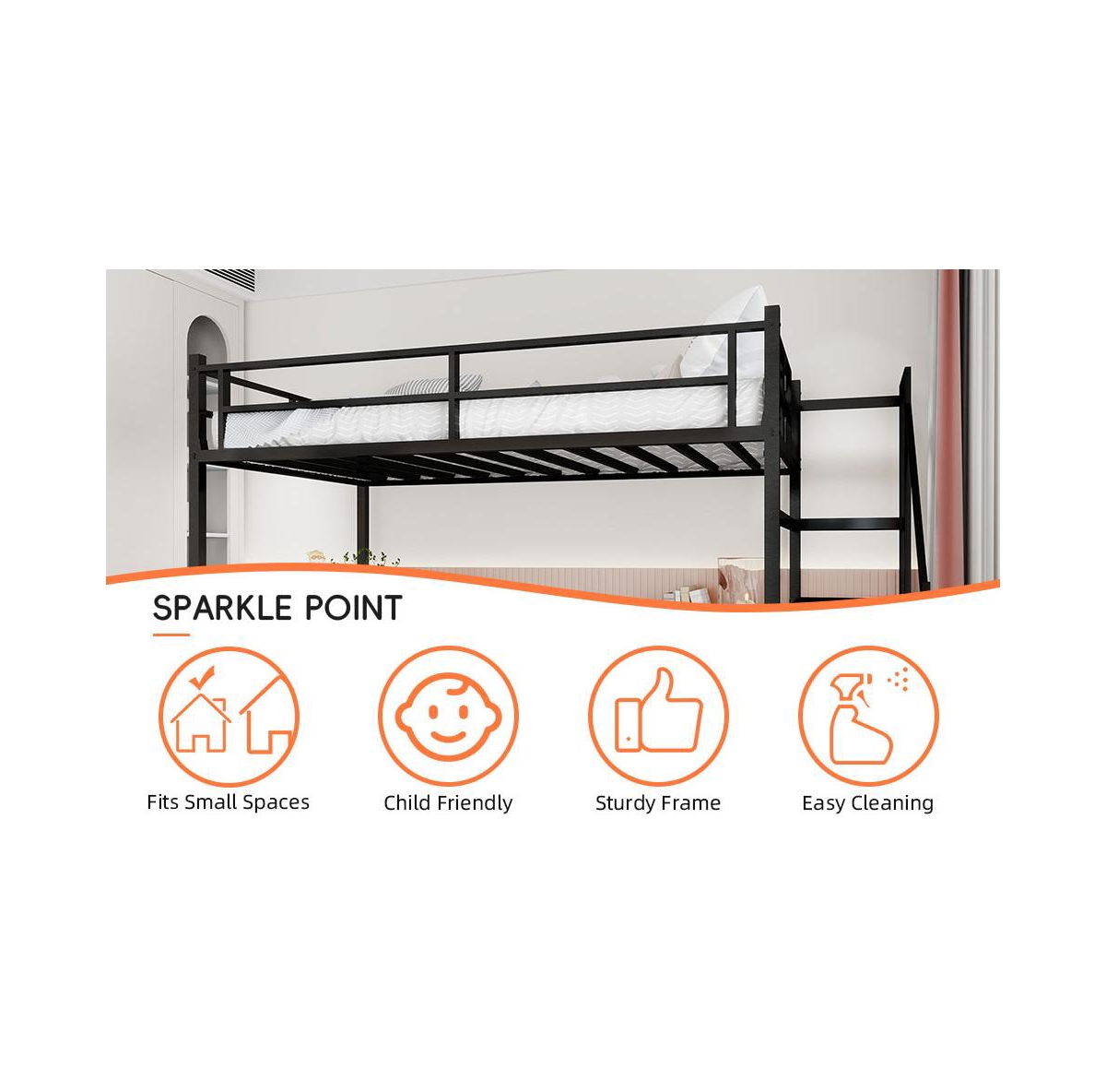 Streamdale Furniture Loft Bed with L-Desk, Storage