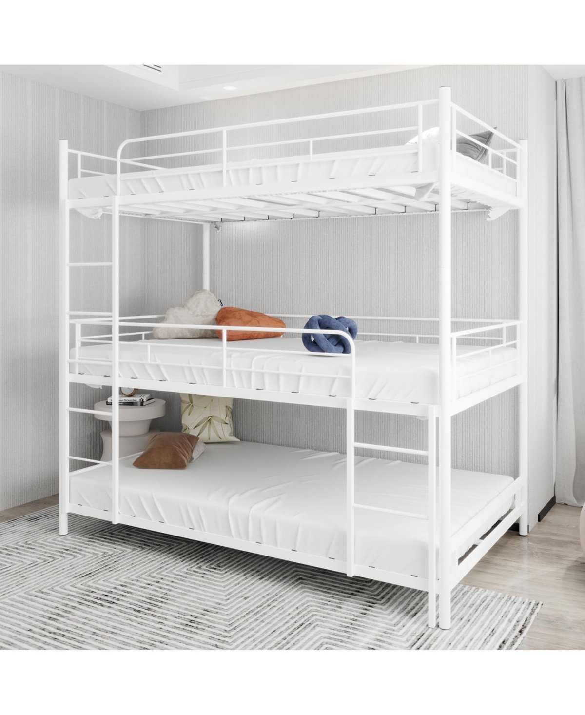Streamdale Furniture Heavy-Duty Triple Bunk Bed w/ Ladder & Rail bed frames