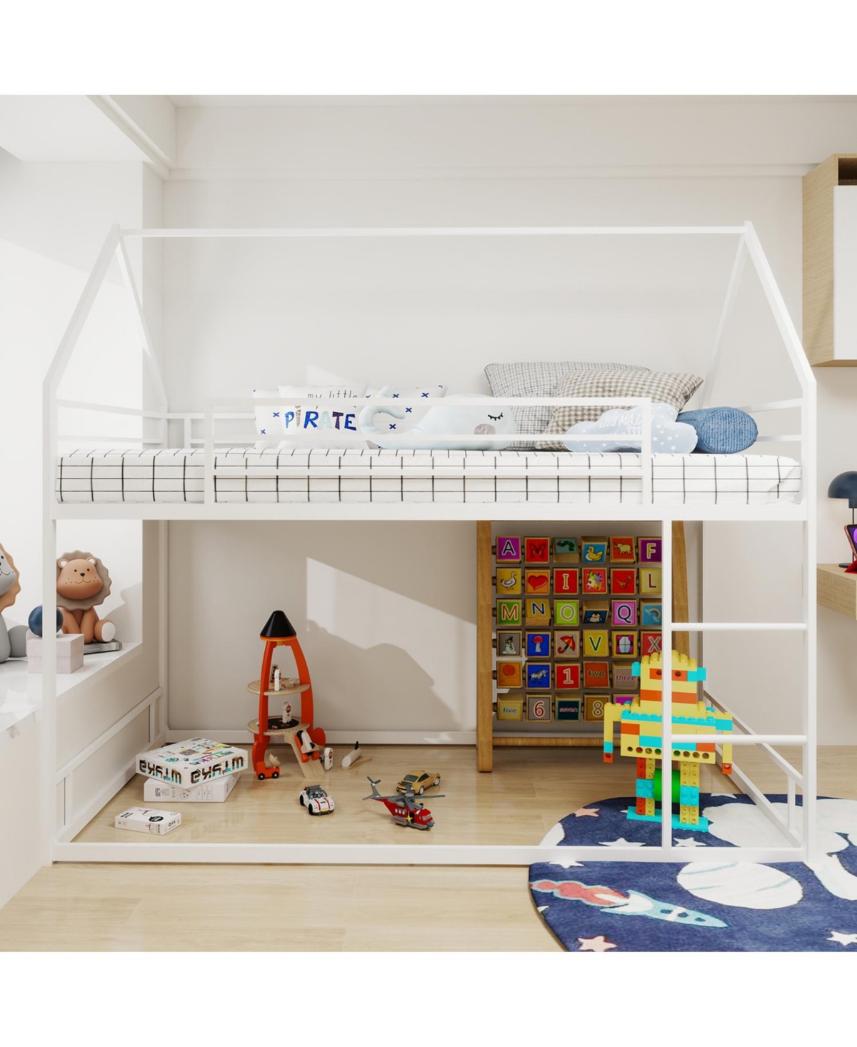 Streamdale Furniture Metal Twin Bunk Bed, Heavy-Duty, Noise Reduced, White