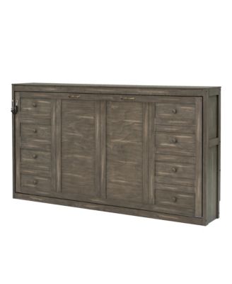 Twin Murphy Bed with LED Light - Brown