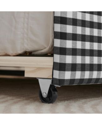 Gingham Daybed with Trundle, USB Port, Linen Fabric