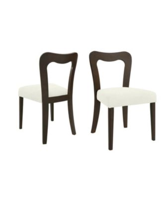 Dining Chair Without Arm (dark brown+beige) Set of 2