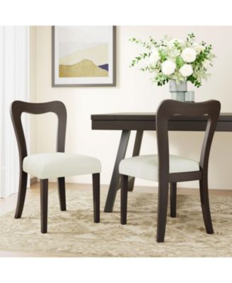 Dining Chair Without Arm (dark brown+beige) Set of 2