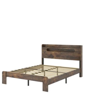 Full Bed Frame with LED Headboard, USB Ports & Storage