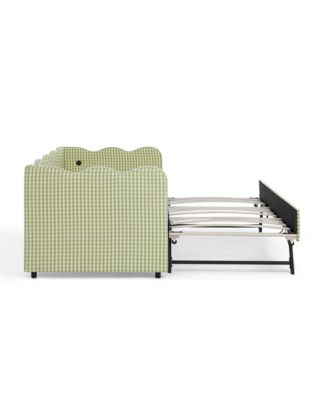 Cozy Daybed with Trundle, USB Port, Linen.