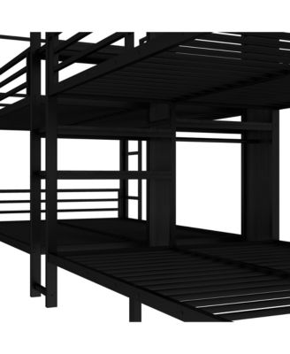 Quadruple Metal Bunk Bed w/ Storage & Wardrobe