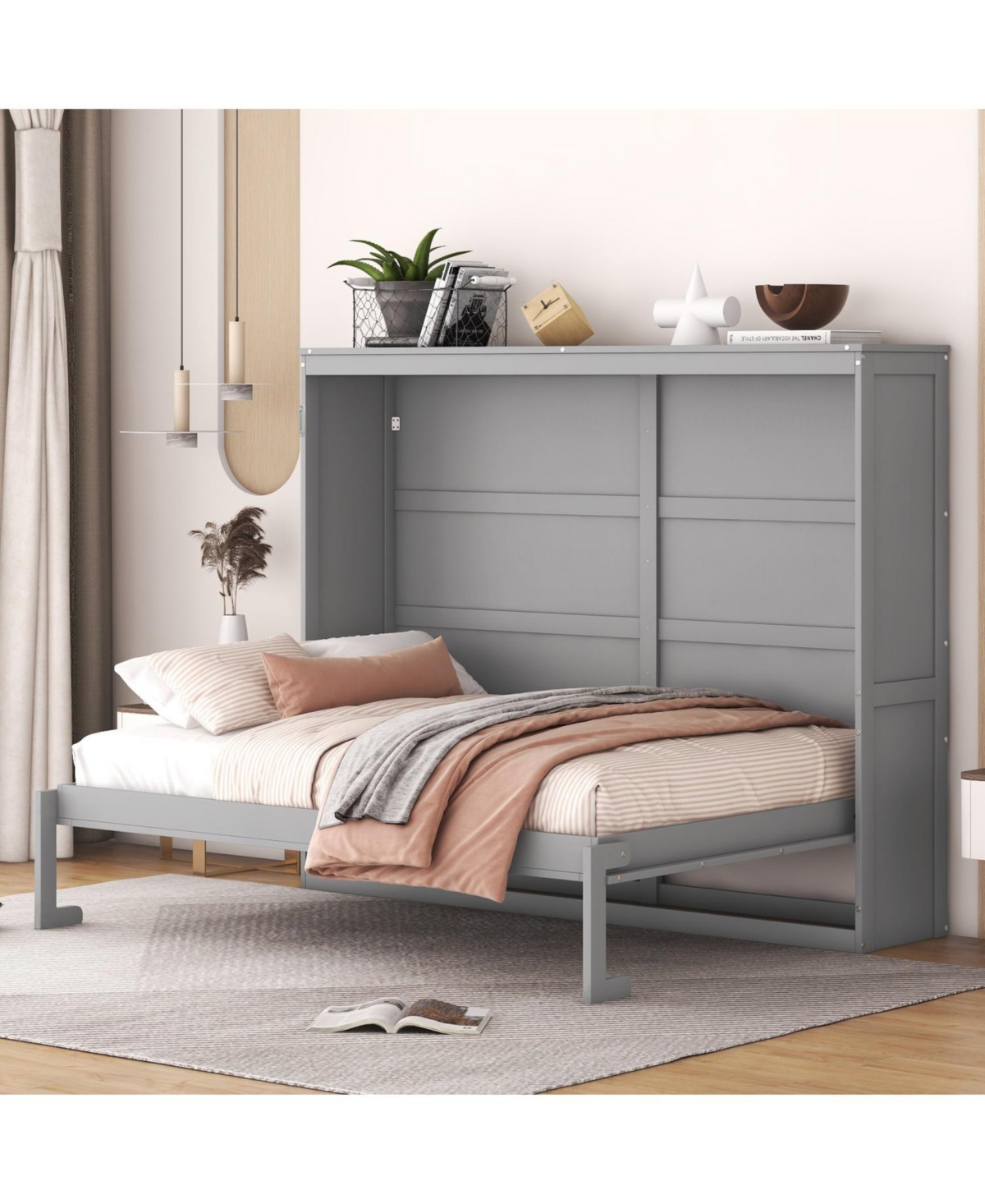 Streamdale Furniture Full Size Murphy Bed Wall Bed, Gray