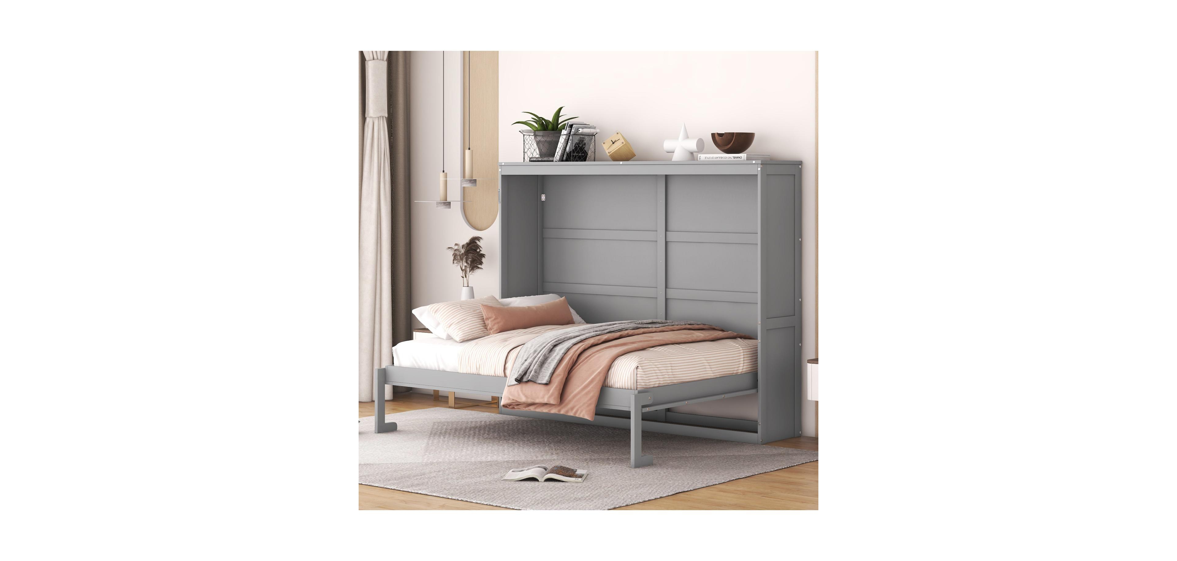 Streamdale Furniture Full Size Murphy Bed Wall Bed, Gray