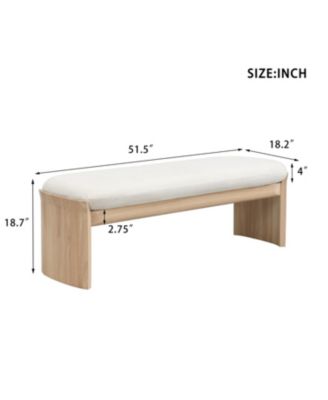  51.5 Inch Beige Rubber Wood Footstool For Bedroom and Living Room