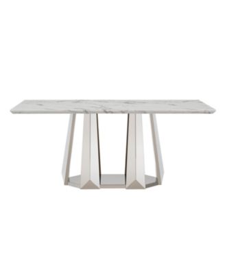 70" Faux Marble Dining Table, Mirrored Base