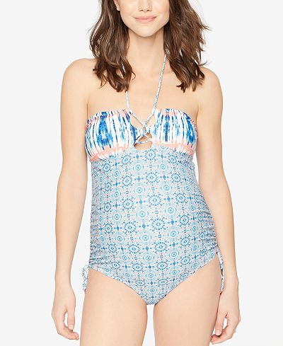 A Pea In The Pod Maternity Printed Halter Swimsuit