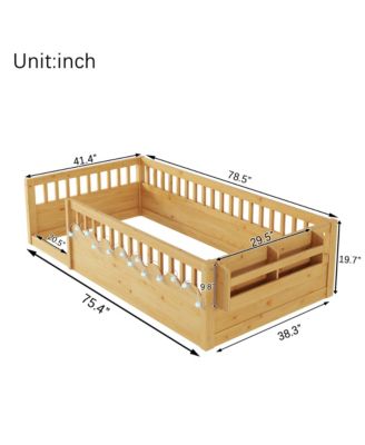 Twin Montessori Floor Bed with Rails