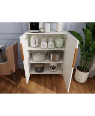 Modern White Sideboard Cabinet - Gold Handles