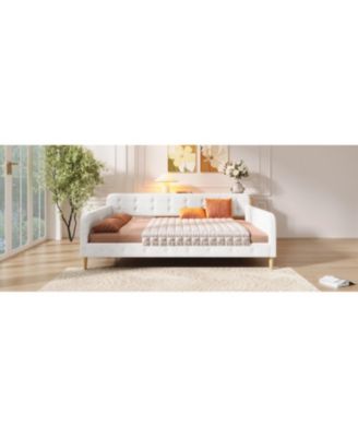 Queen Size Upholstered Daybed with 4 Support Legs