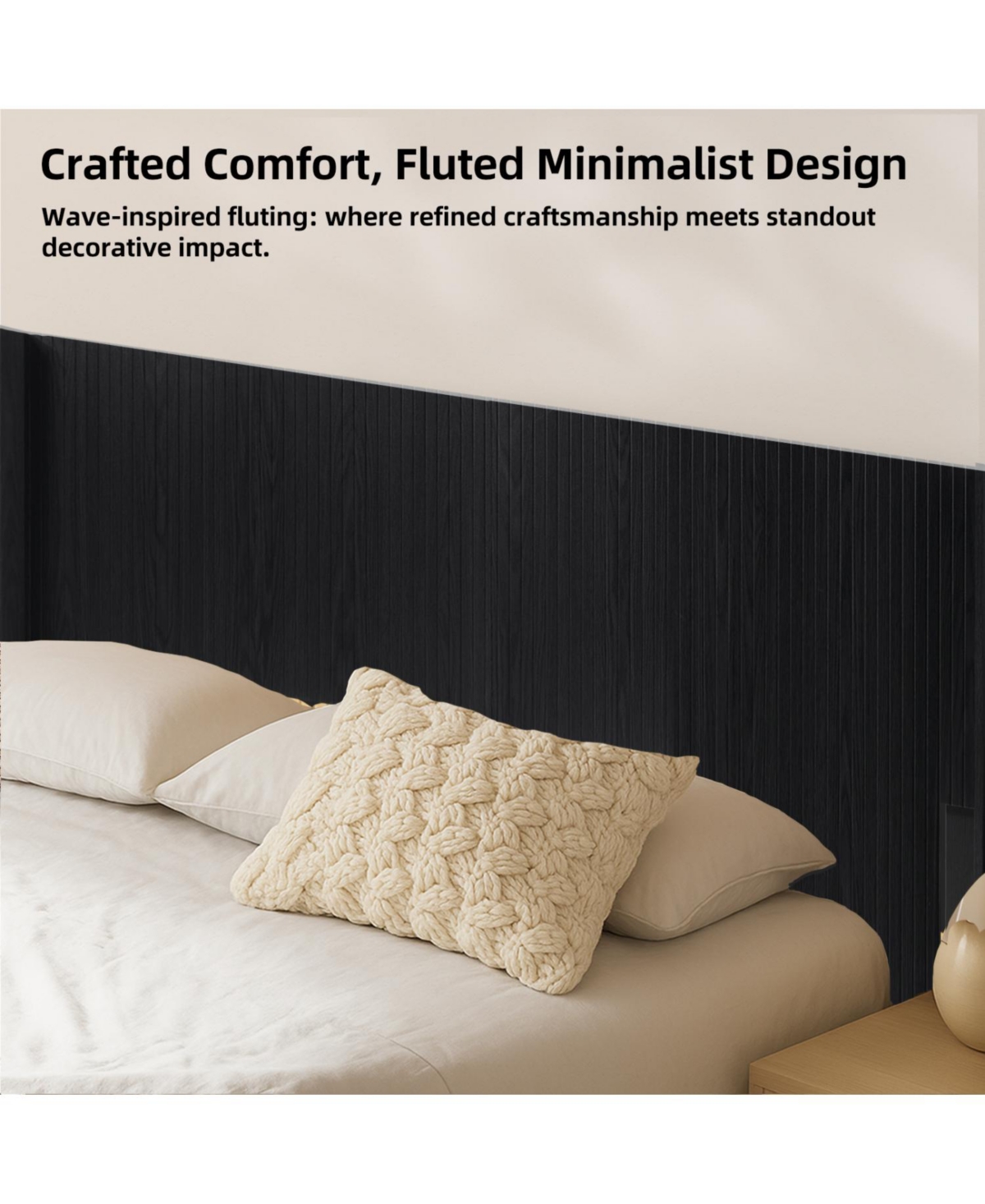 Streamdale Furniture King Wood Headboard Oak Fluted Panel