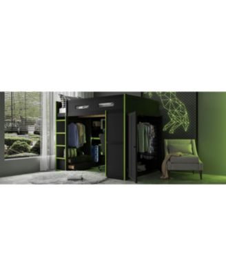 Loft Bed with Desk, Wardrobe & RGB LED