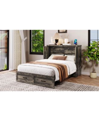 Murphy Bed Cabinet Full Size with Charging Station