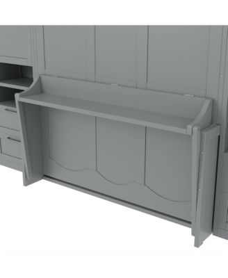 Queen Size Murphy Bed Wall Bed with Closet ,Drawers and Shelves