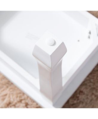 White Vanity Stool Padded Makeup Chair Bench with Solid Wood Legs