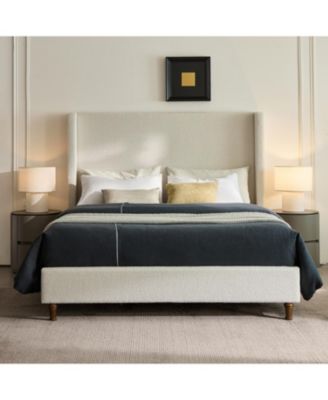 Harper Tall Upholstered Bed - King - Cream Boucle